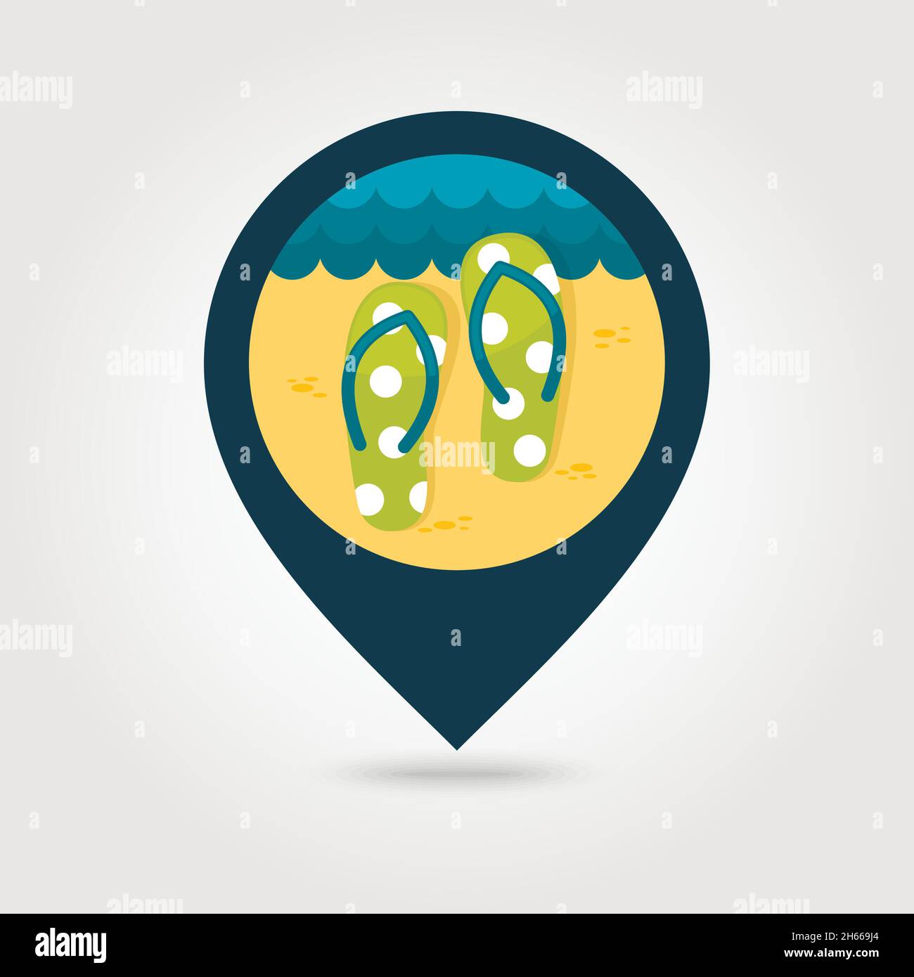 Flip Flops vector pin map icon. Beach Map pointer. Summer Map markers ...