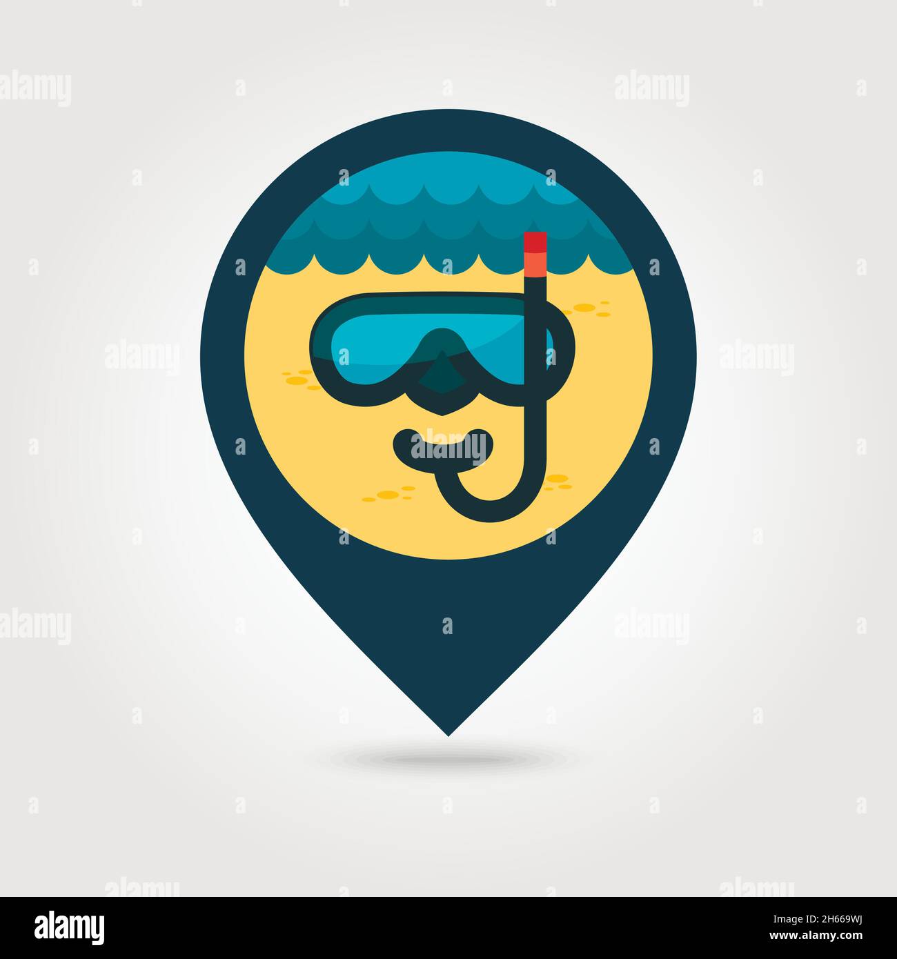 Diving Mask vector pin map icon. Beach Map pointer. Summer Map markers ...