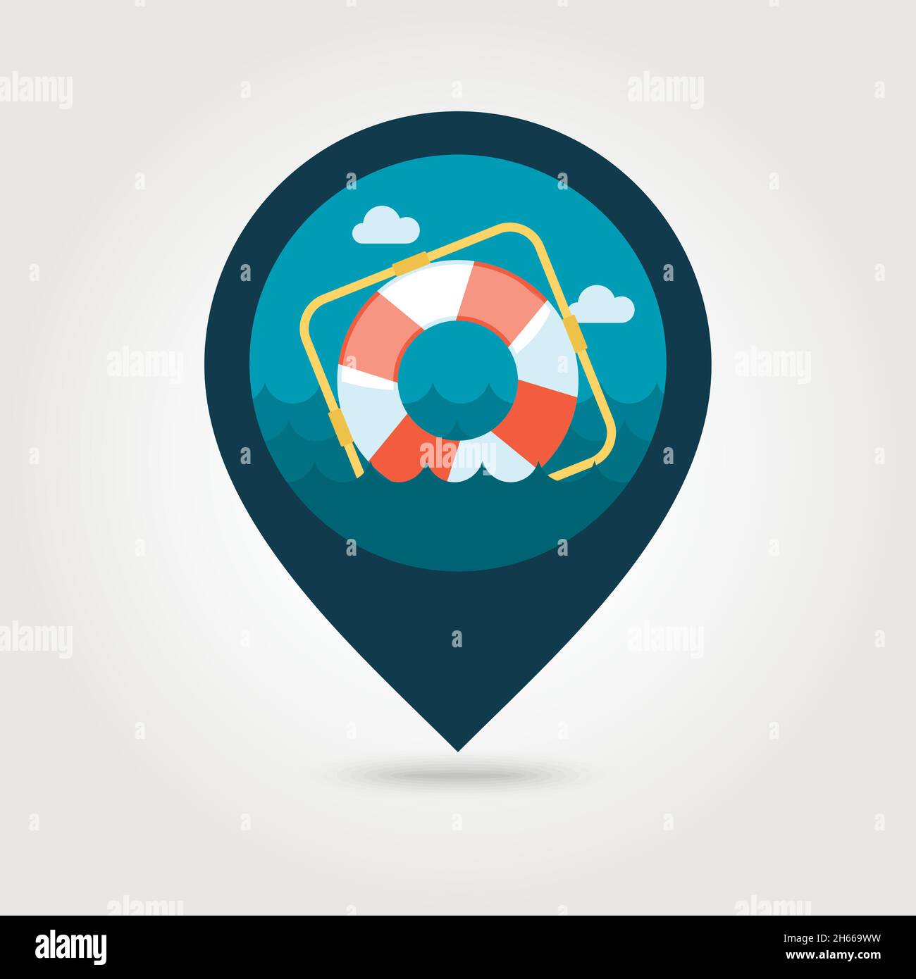 Lifebuoy vector pin map icon. Beach Map pointer. Summer Map markers ...