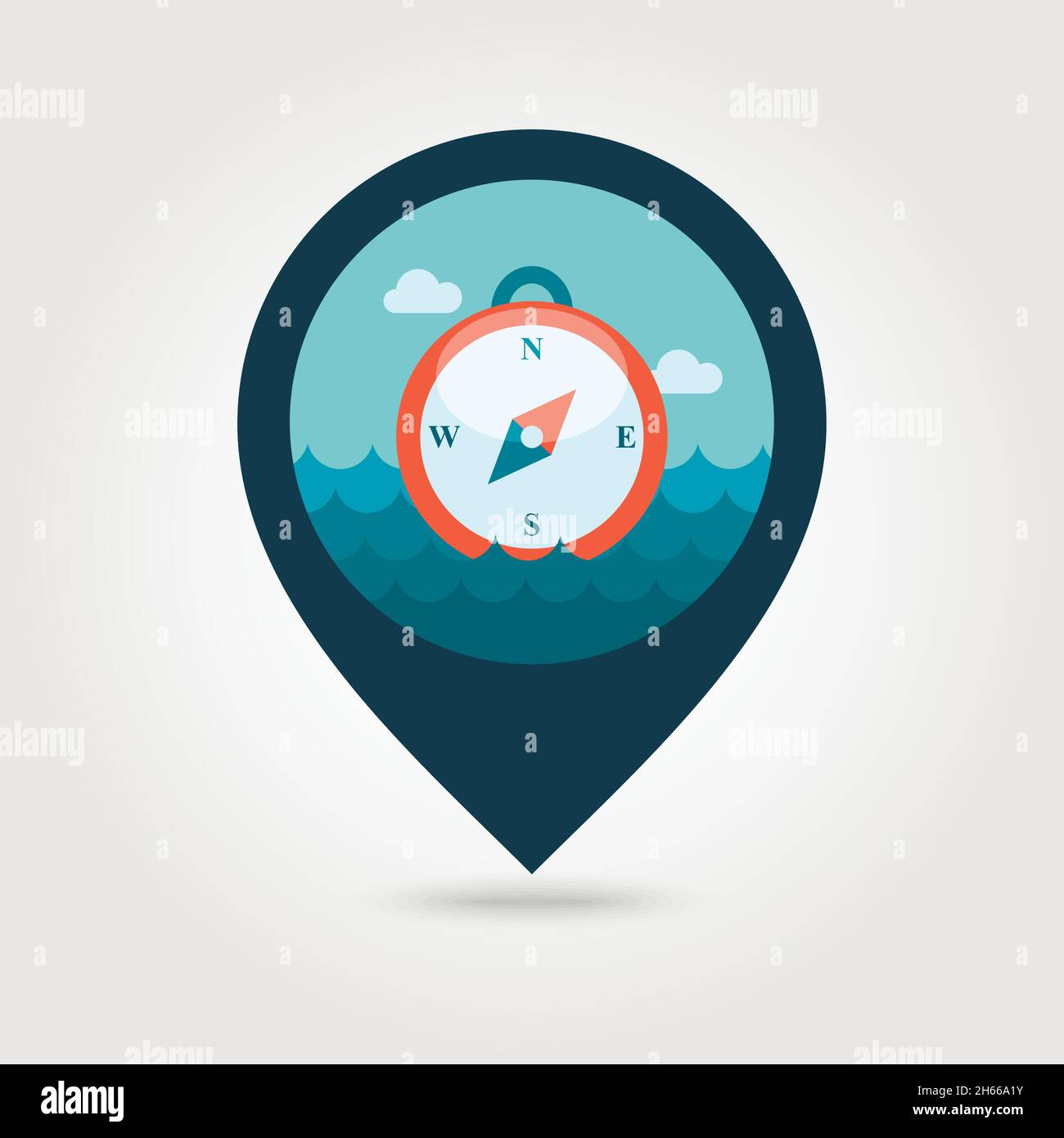 Compass vector pin map icon. Map pointer. Summer Map markers ...