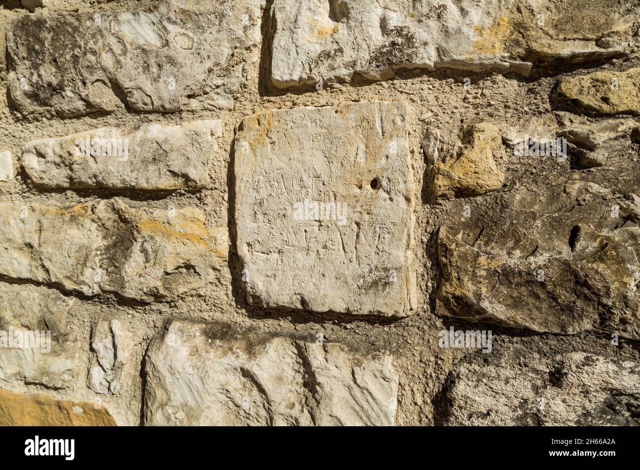 Stone wall at the Alamo, San Antonio Texas Stock Photo