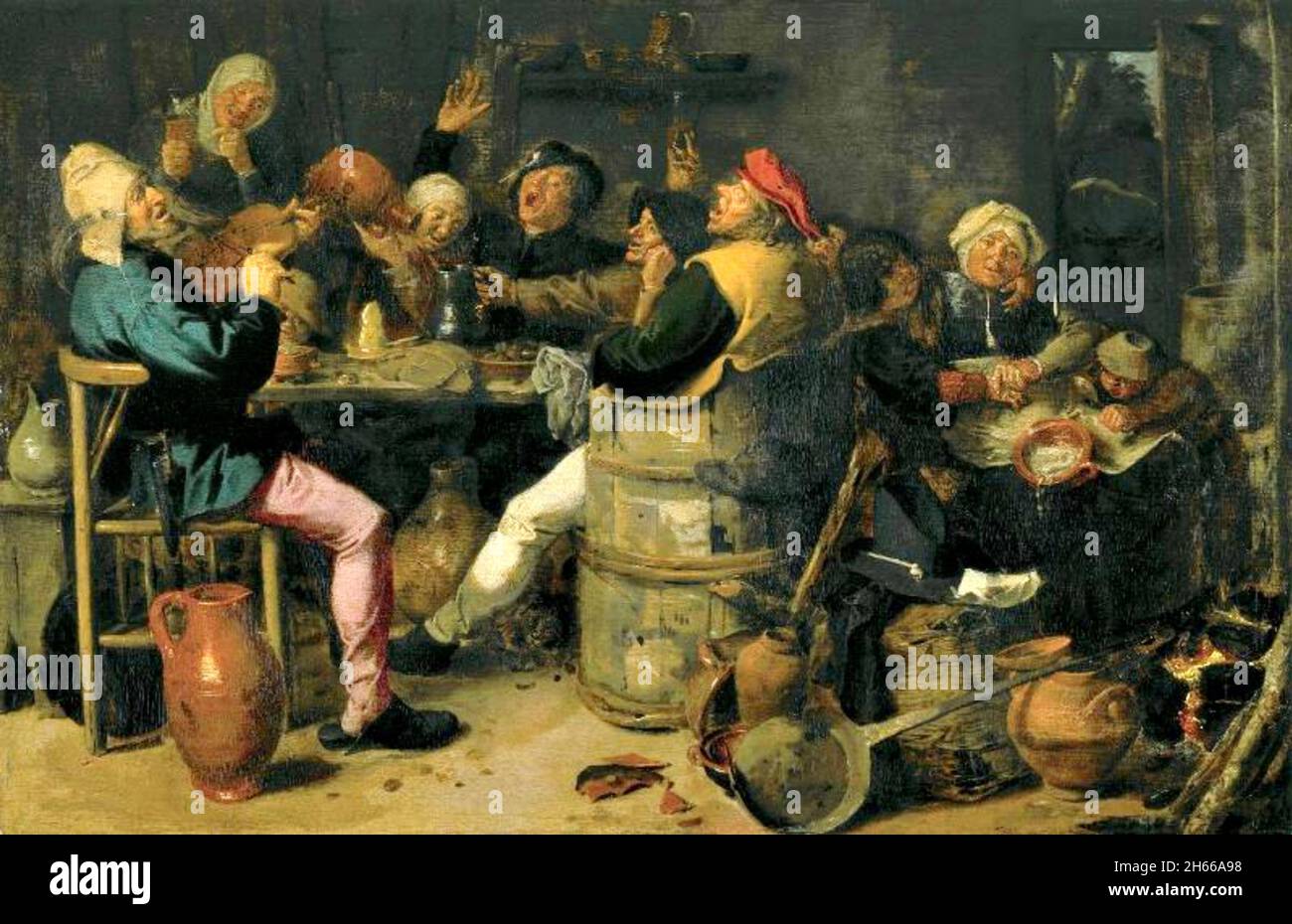 Adriaen Brouwer artwork - Peasants Feast - circa 1625 Stock Photo