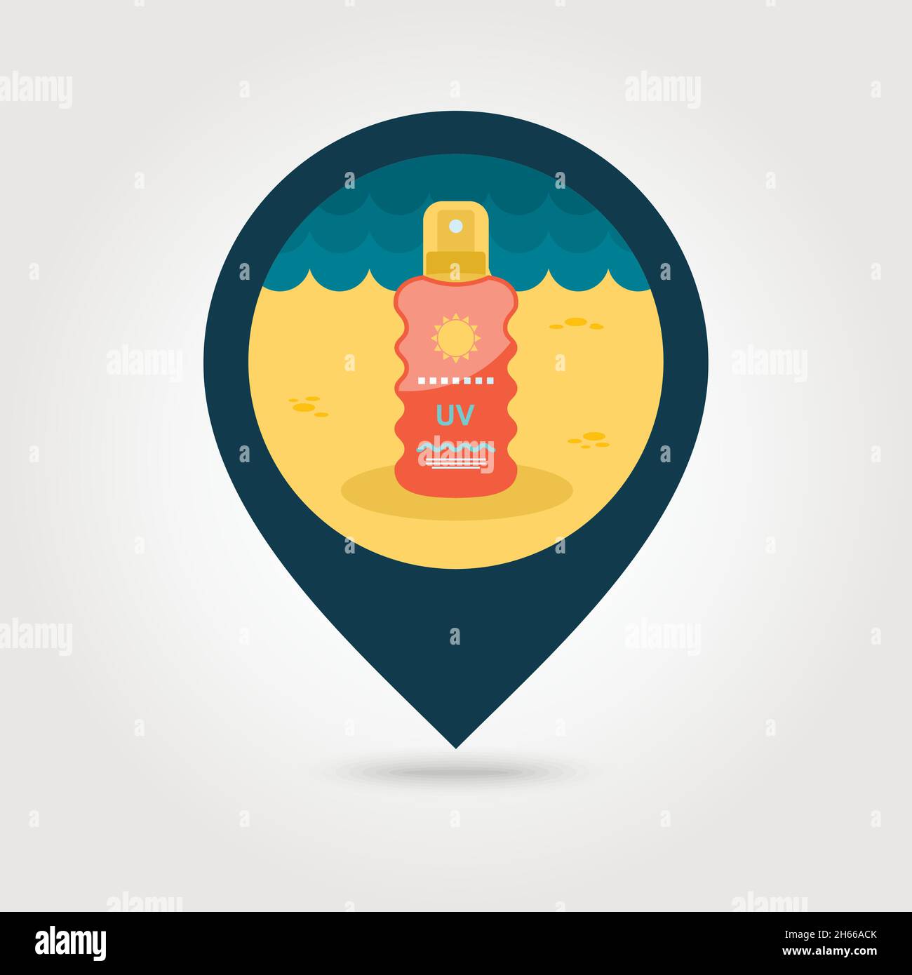 Sun Cream in Spray vector pin map icon. Beach Map pointer. Summer Map ...
