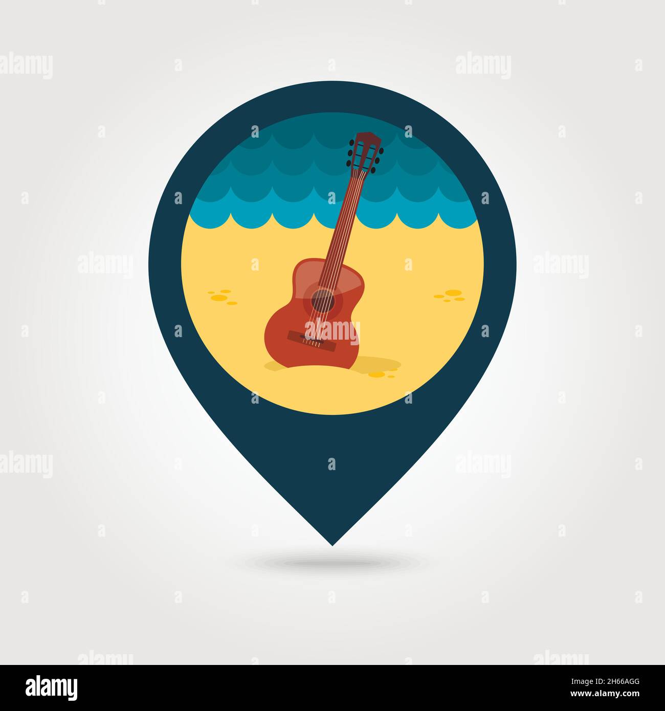 Guitar Beach vector pin map icon. Beach Map pointer. Summer Map markers ...