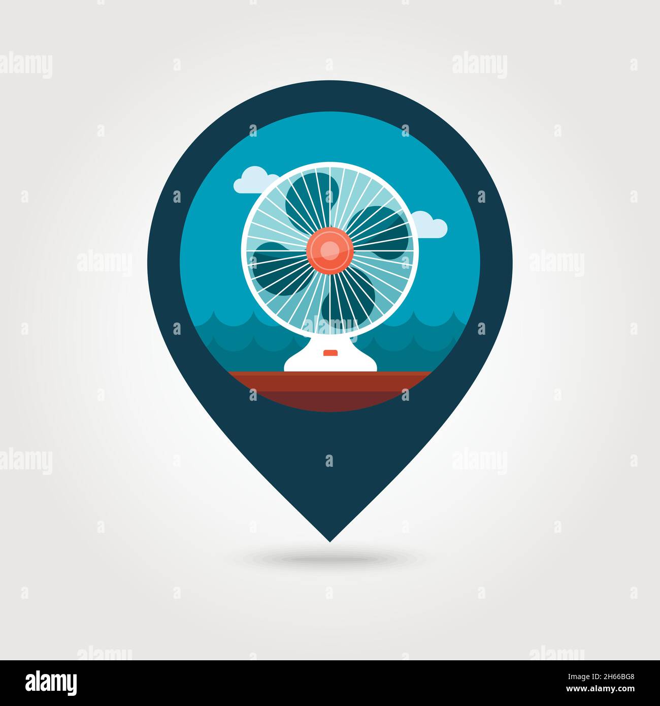 Ventilator vector pin map icon. Map pointer. Summer Map markers. Summertime. Vacation, eps 10 Stock Vector