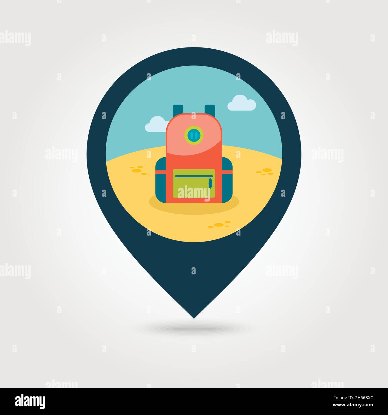 Backpack vector pin map icon. Travel Map pointer. Summer Map markers ...