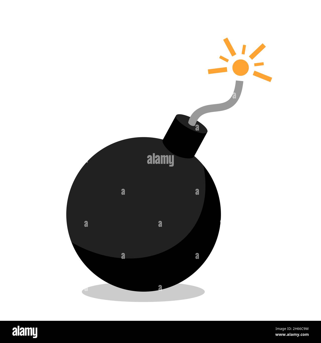 Old styled time bomb is going to explode and detonate anfter countdown. Dangerous explosive weapon. Vector illustration isolated on white. Stock Photo