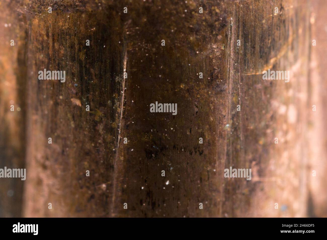 Macro of rifling on bullet Stock Photo