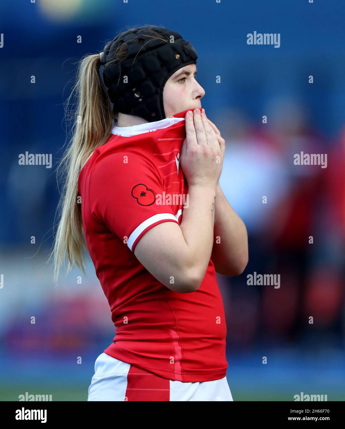 Wales Bethan Lewis reacts during the Autumn International match at Cardiff Arms park, Cardiff. Picture date: Saturday November 13, 2021. See PA story RUGBYU Wales Women. Photo credit should read: Bradley Collyer/PA Wire. RESTRICTIONS: Use subject to restrictions. Editorial use only, no commercial use without prior consent from rights holder. Stock Photo