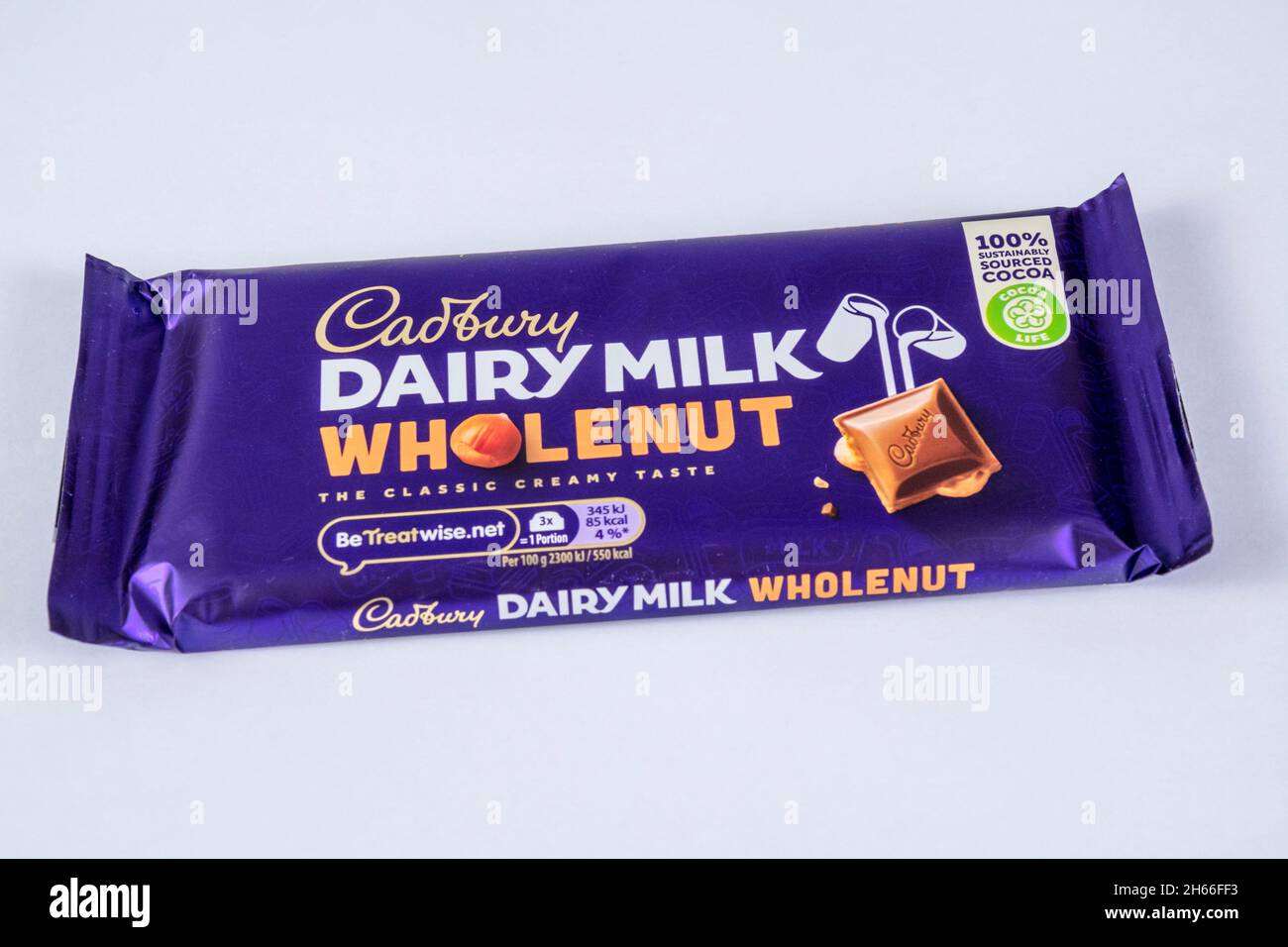 A bar of Cadbury's Dairy Milk Wholenut chocolate. Stock Photo