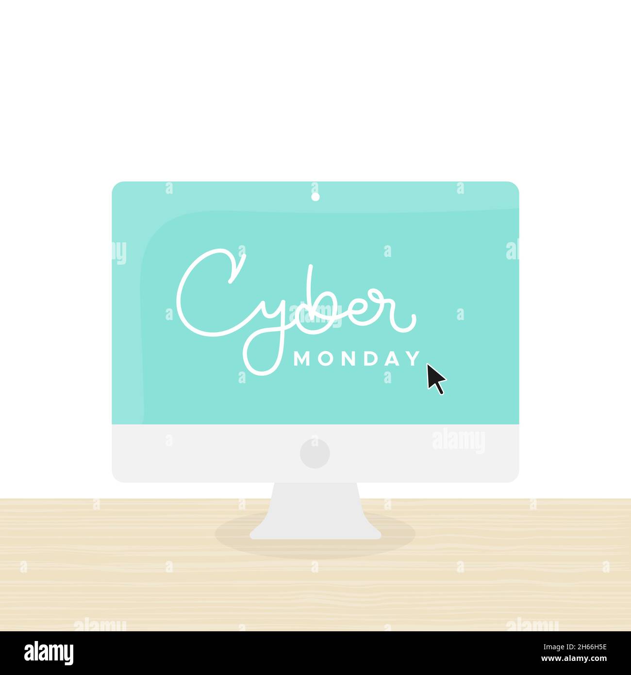 Cyber Monday lettering in screen desktop with mouse pointer. Concept of