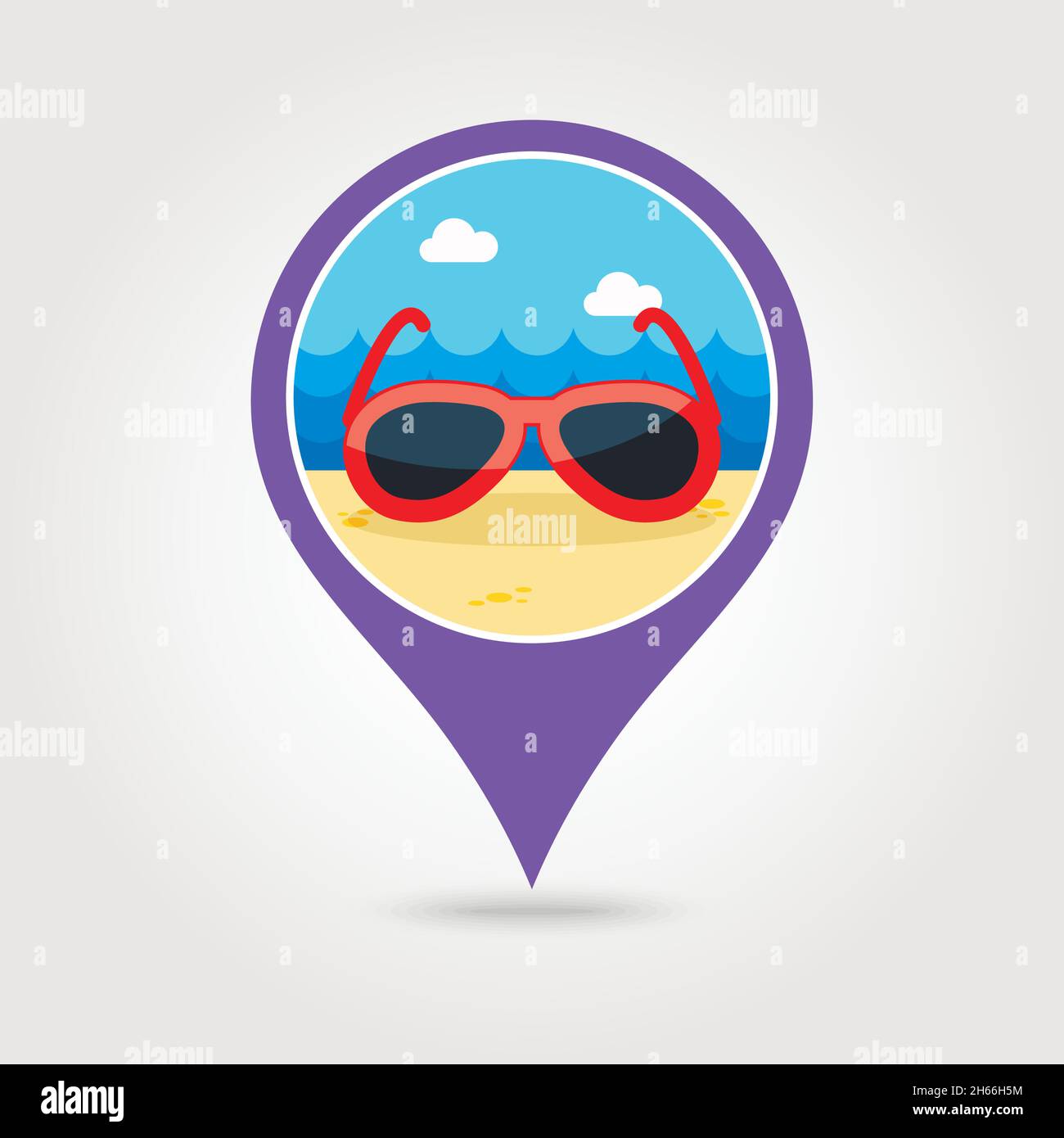 Sunglasses vector pin map icon. Beach Map pointer. Summer Map markers ...