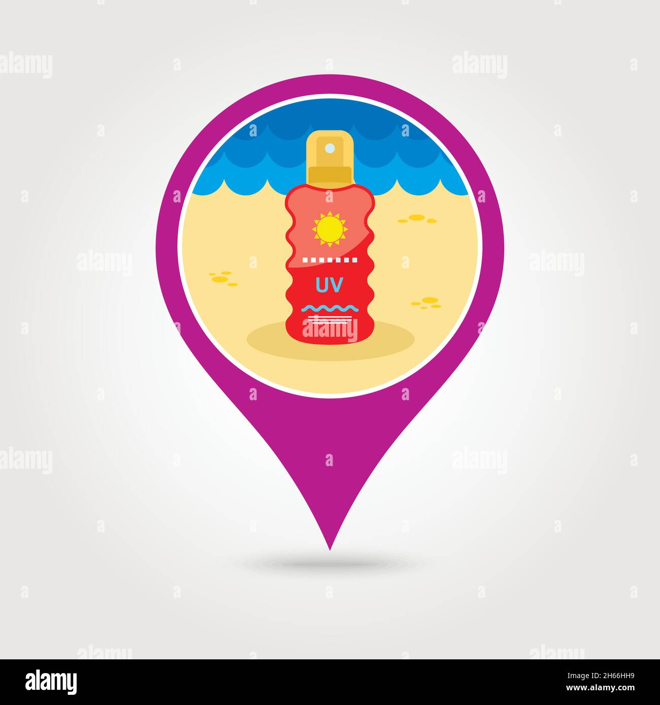 Sun Cream in Spray vector pin map icon. Beach Map pointer. Summer Map ...