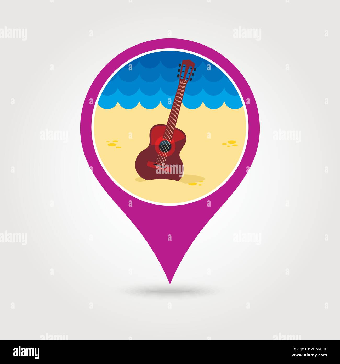 Guitar Beach vector pin map icon. Beach Map pointer. Summer Map markers ...