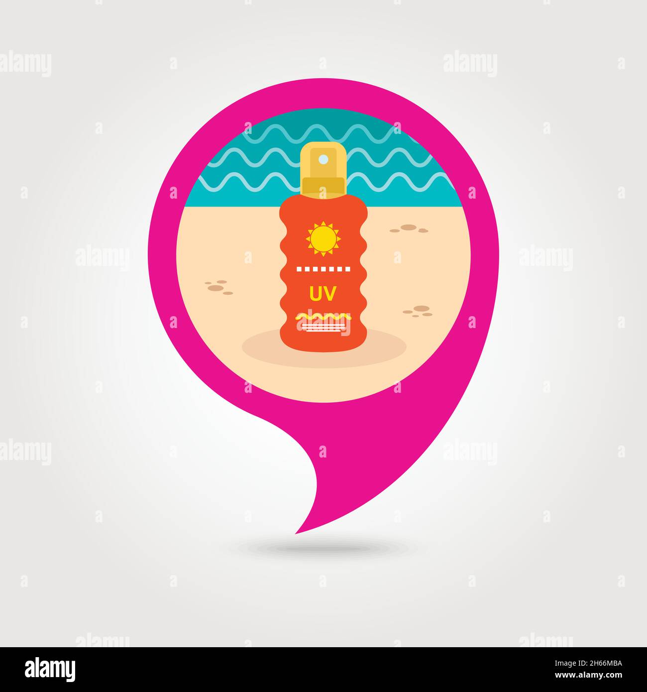 Sun Cream in Spray vector pin map icon. Beach Map pointer. Summer Map ...