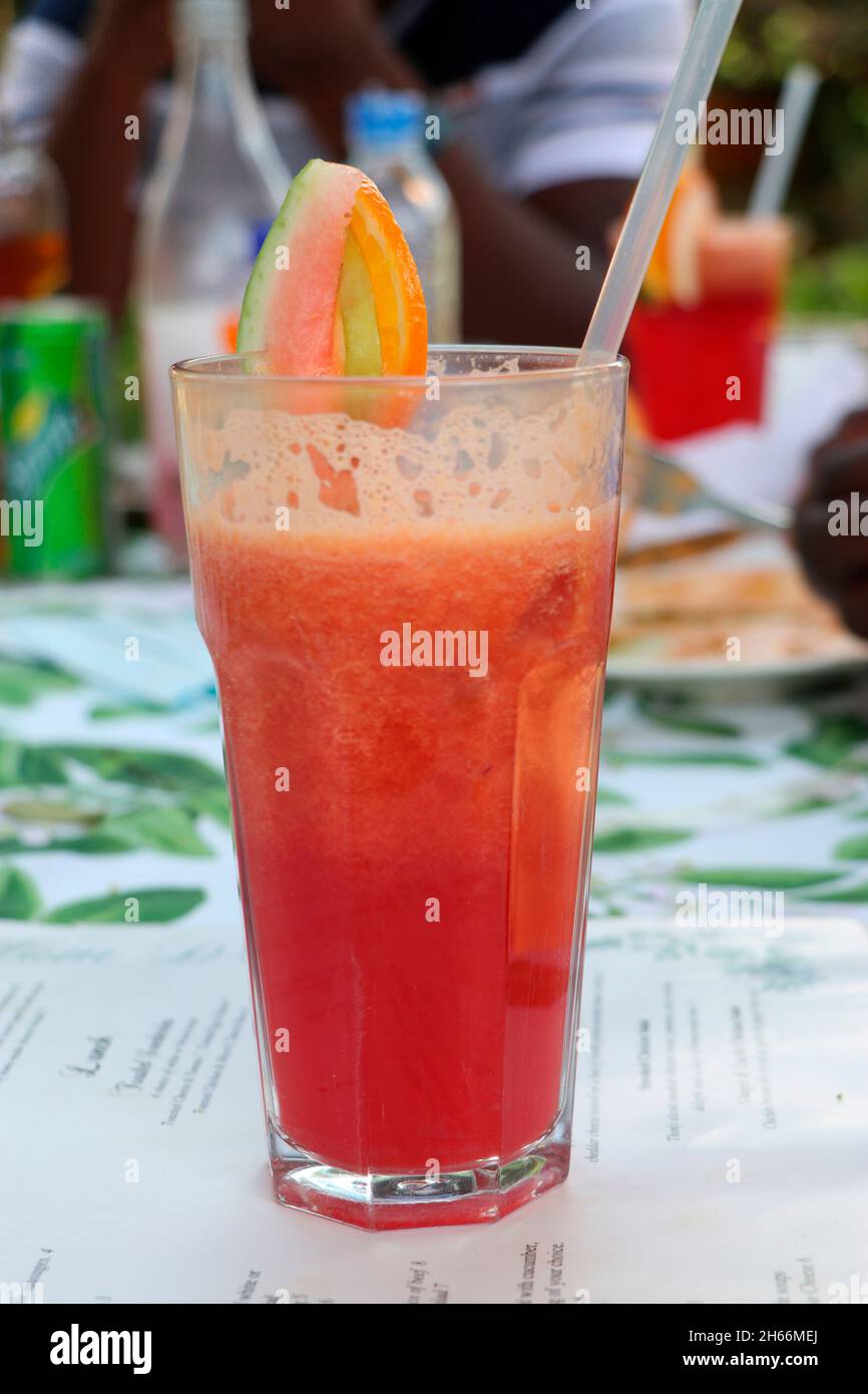 A mixture of fruit juice seen at a restaurant in Harare, Zimbabwe Stock