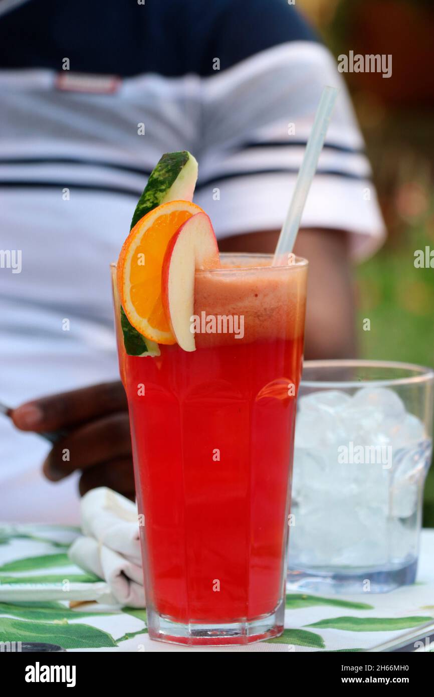 A mixture of fruit juice seen at a restaurant in Harare, Zimbabwe Stock