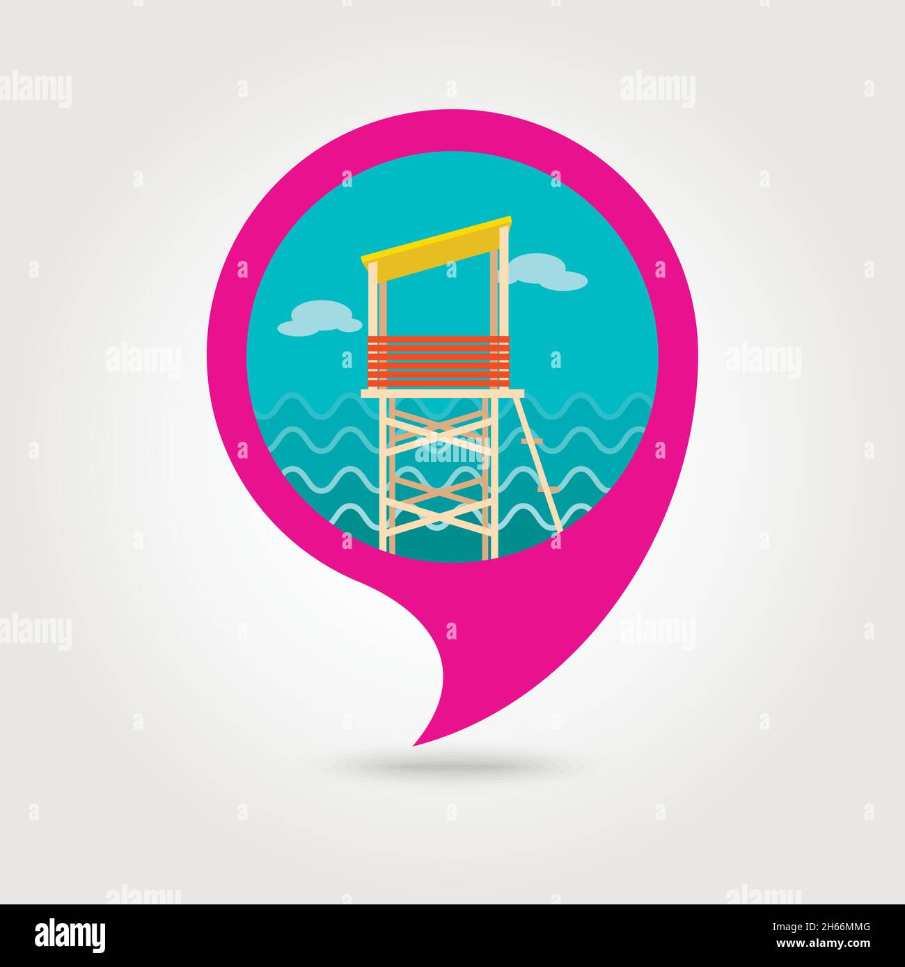 Lifeguard tower vector pin map icon. Beach Map pointer. Summer Map ...