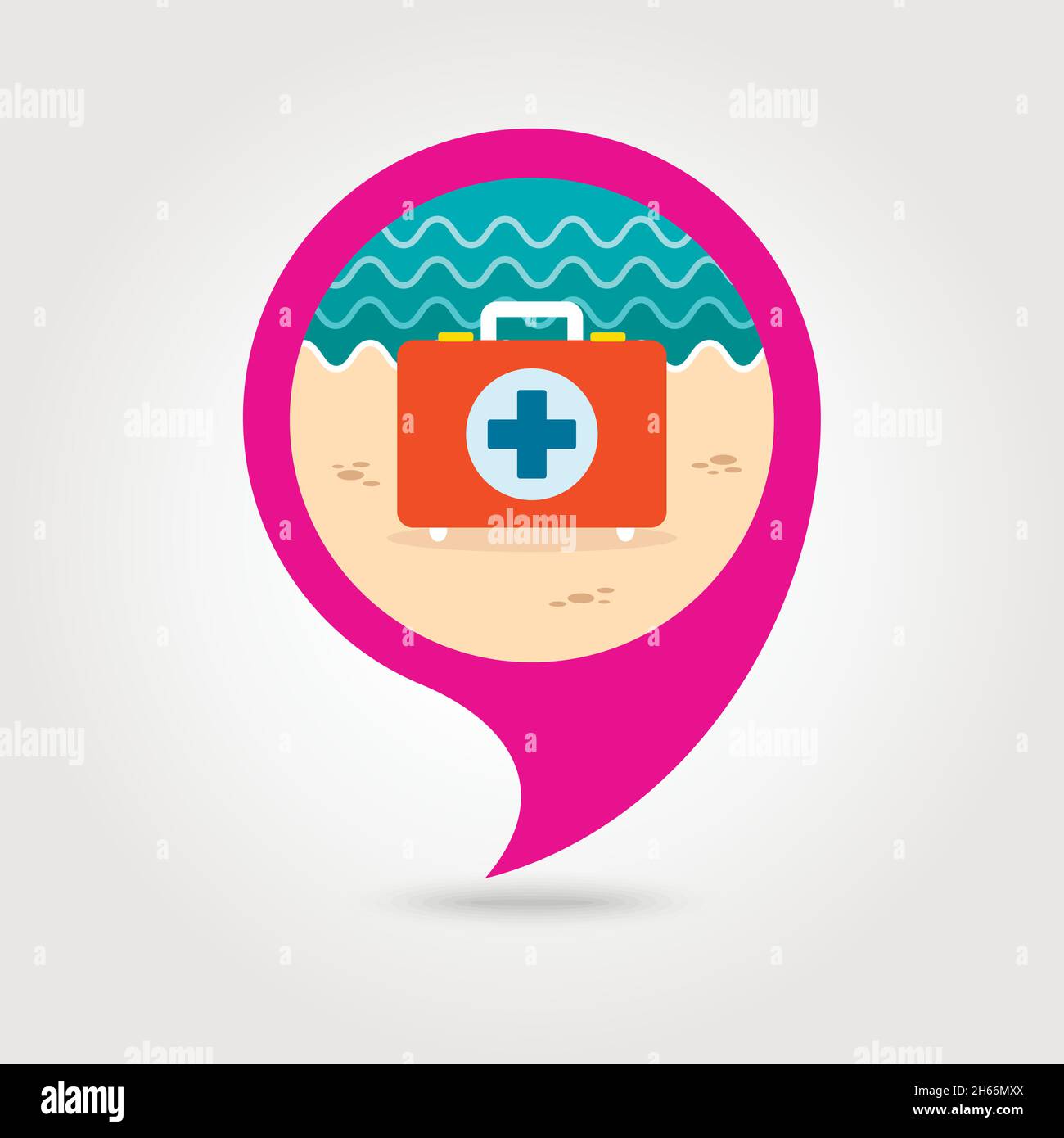 First aid vector pin map icon. Beach Map pointer. Summer Map markers ...