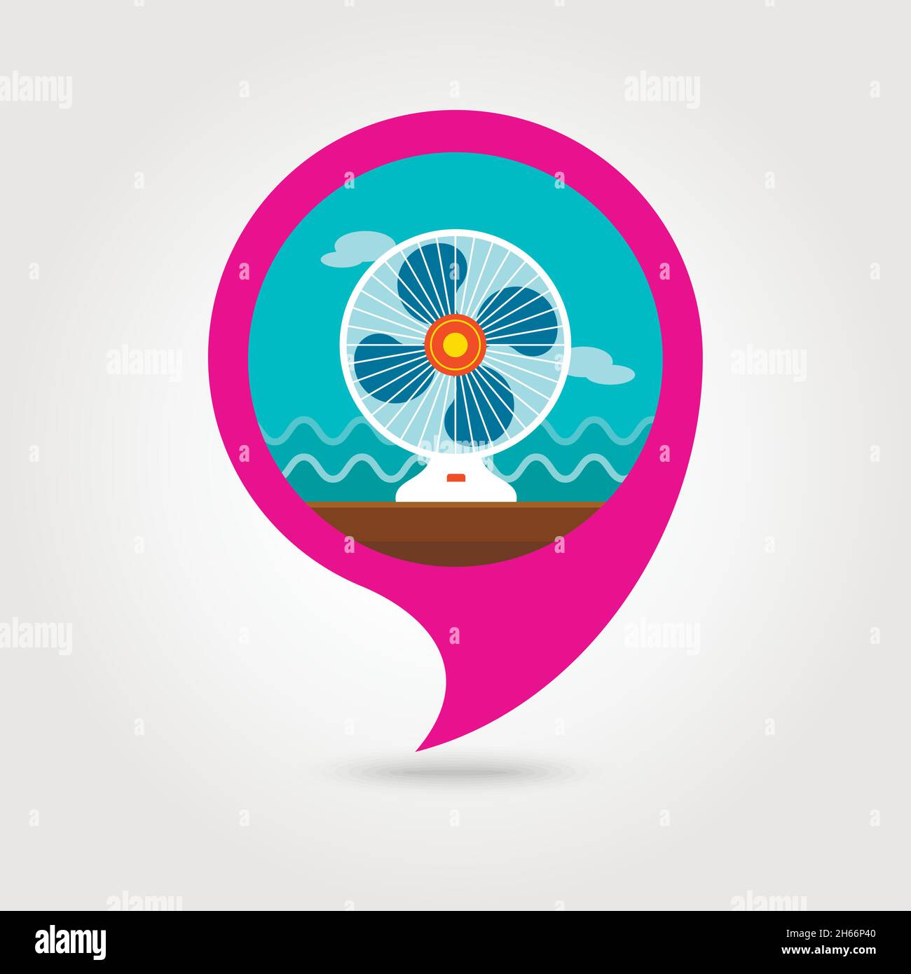 Ventilator vector pin map icon. Map pointer. Summer Map markers. Summertime. Vacation, eps 10 Stock Vector