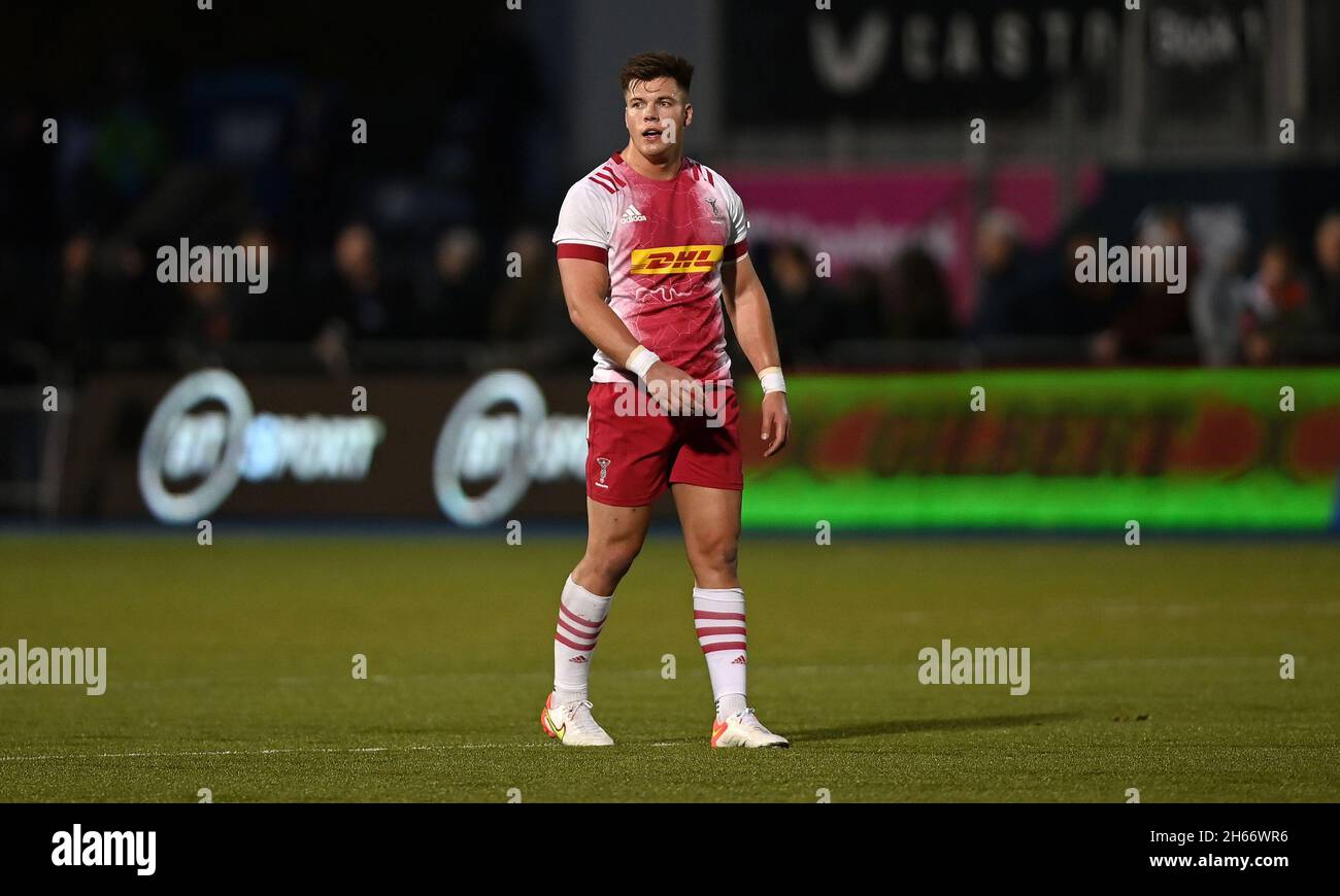 Barnet, United Kingdom. 13th Nov, 2021. Premiership Rugby Cup. Saracens V Harlequins. StoneX Stadium. Barnet. Huw Jones (Harlequins) during the Premiership Rugby Cup match between Saracens and Harlequins at the StoneX Stadium, Barnet. Credit: Sport In Pictures/Alamy Live News Stock Photo