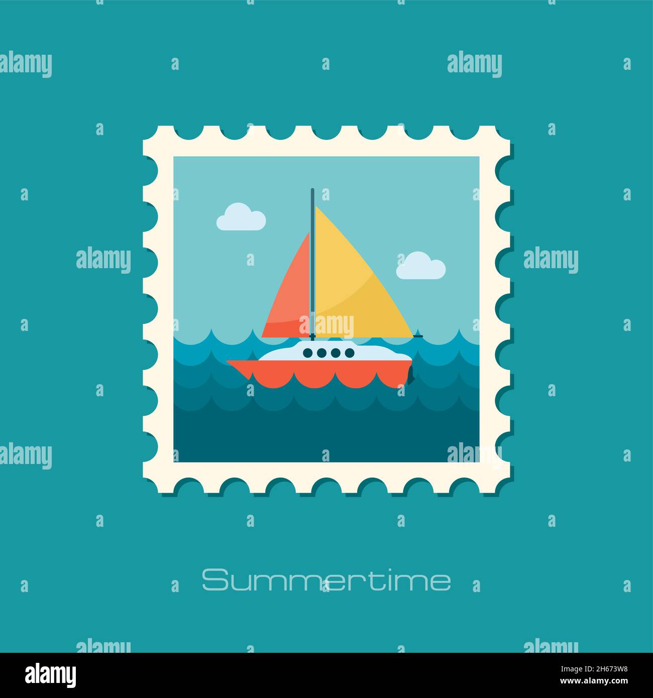 Boat with a Sail flat stamp, vector illustration eps 10 Stock Vector ...
