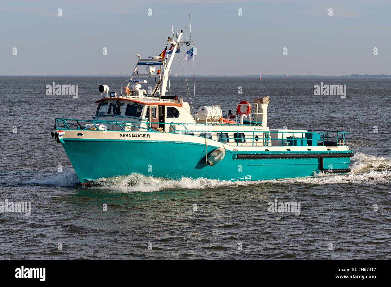 Acta Marine crew tender SARA MAATJE IV on the river Elbe Stock Photo