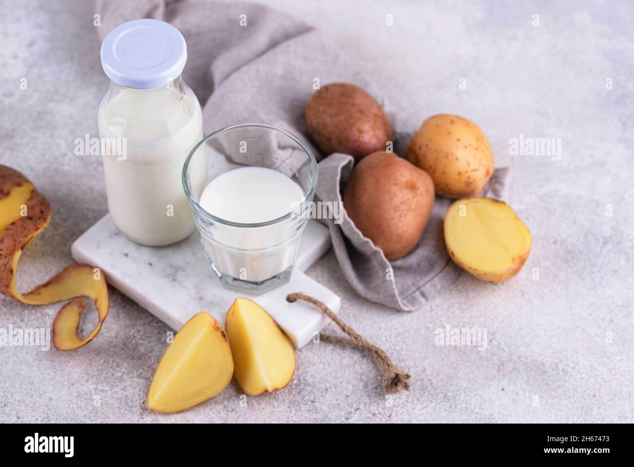 Potato milk. Nondairy healthy vegan drink Stock Photo Alamy