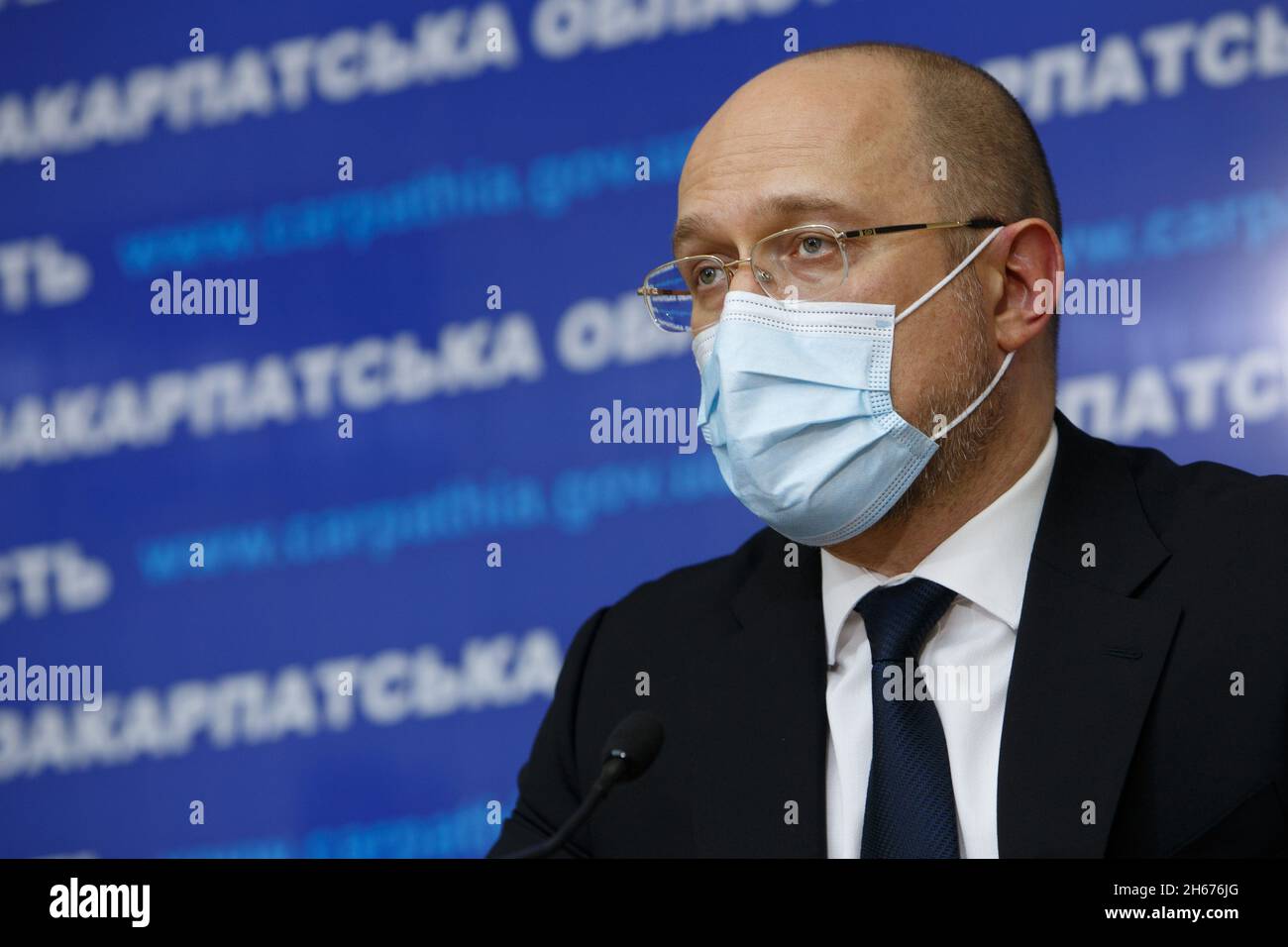 Non Exclusive: Prime Minister of Ukraine Denys Shmyhal holds a briefing ...