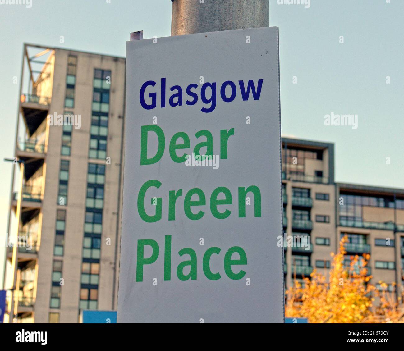Glasgow, Scotland, UK  13th November, 2021.  Cop 26 ends and quieter streets and a diminished police presence brought some more normality to the city with less activity  to match the sunshine and blue sky. Credit  Gerard Ferry/Alamy Live News Stock Photo