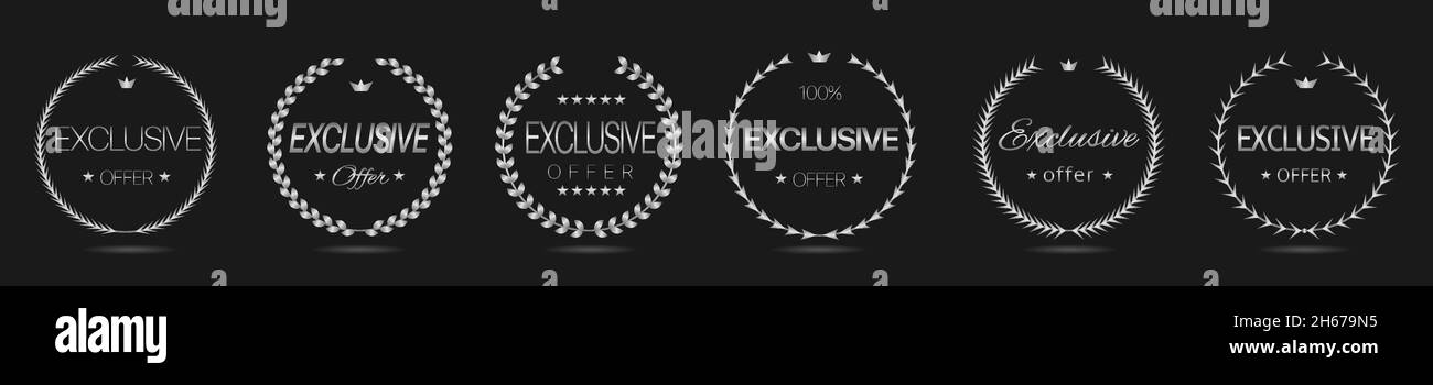 Exclusive offer silver laurel wreath label set Stock Vector Image & Art ...