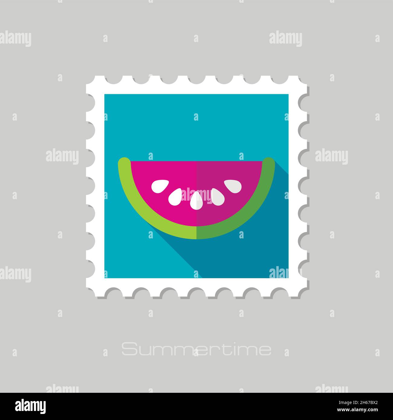 Watermelon Slice flat stamp with long shadow, eps 10 Stock Vector Image ...