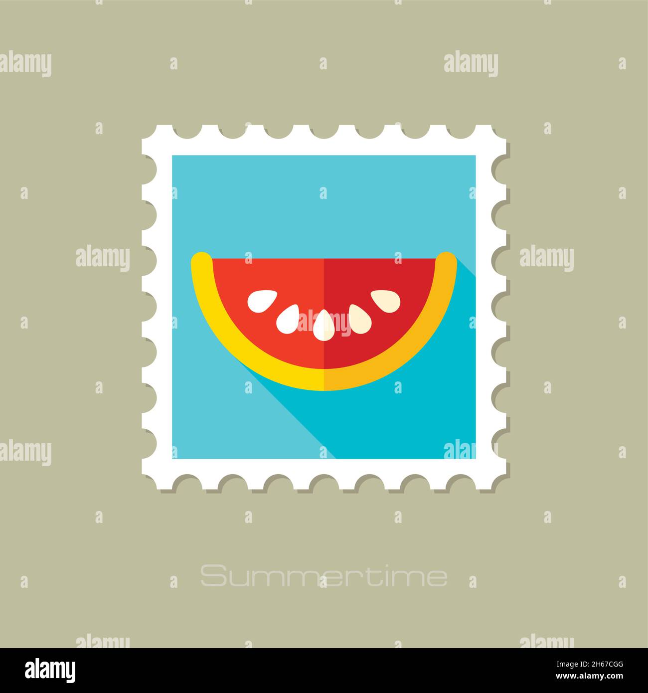 Watermelon Slice flat stamp with long shadow, eps 10 Stock Vector Image ...