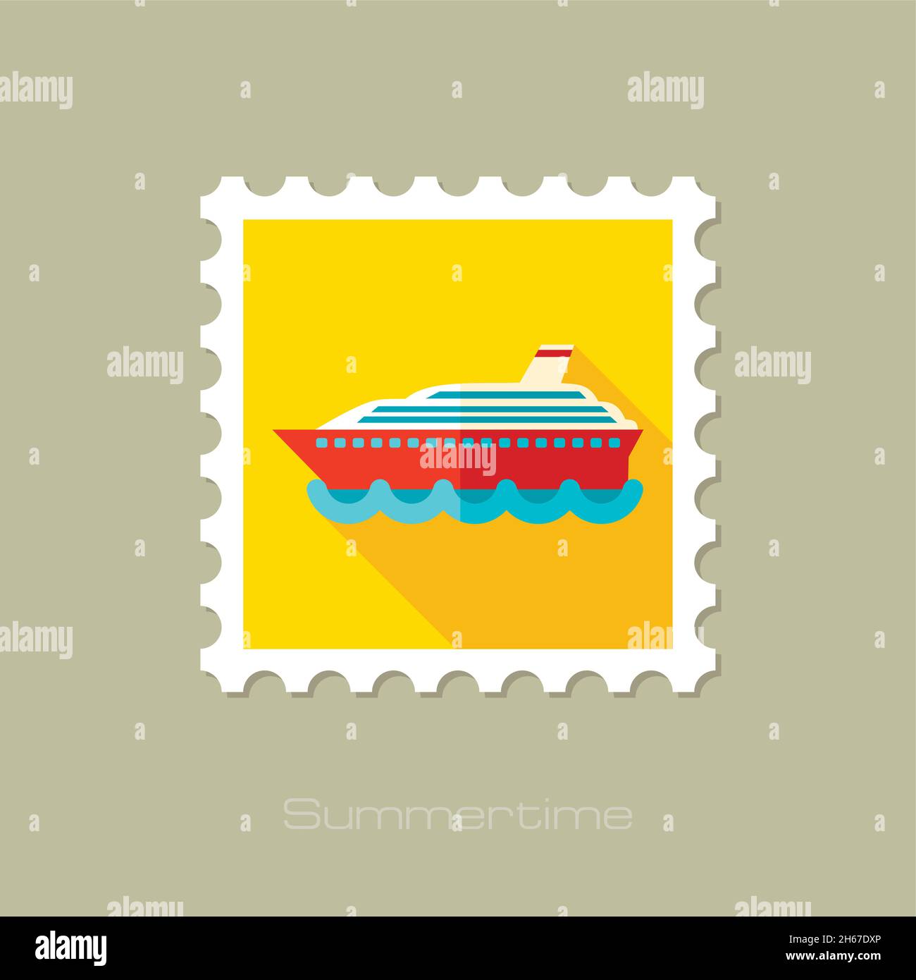 Cruise transatlantic liner flat stamp with long shadow, eps 10 Stock ...