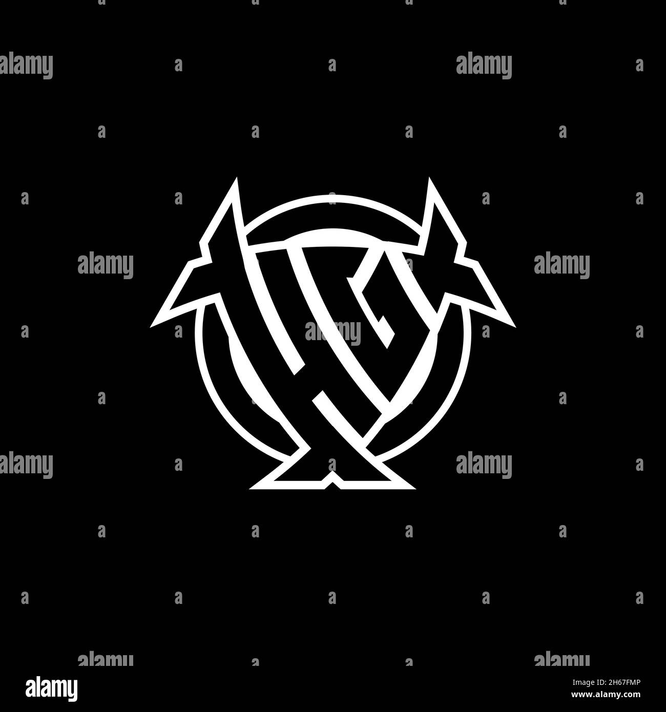 HG Monogram logo letter with triangle shield and circle shape style ...