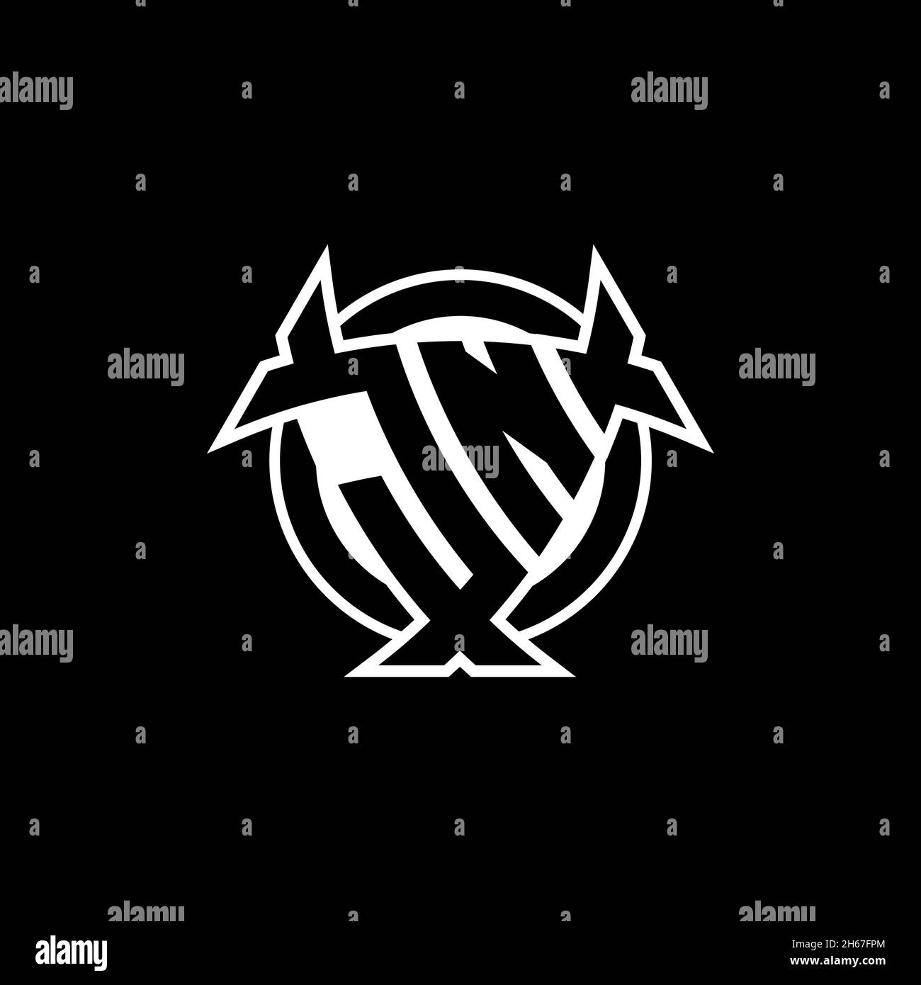 JN Monogram logo letter with triangle shield and circle shape style ...