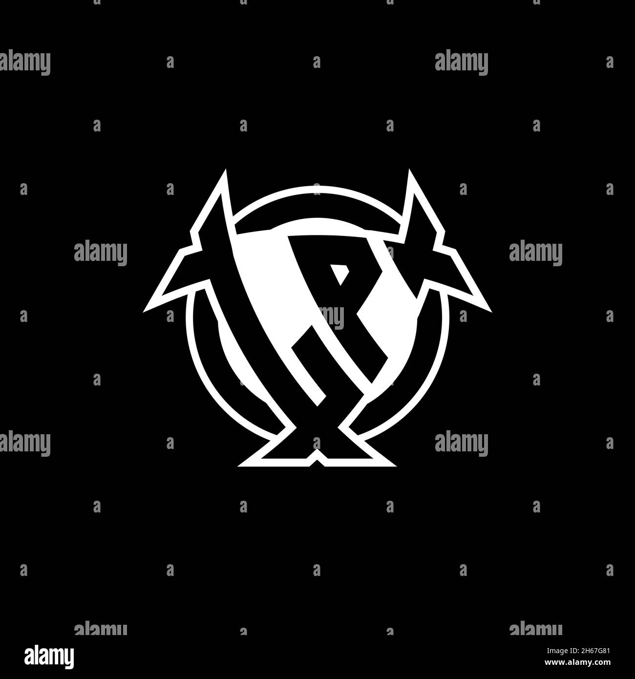 LP Monogram logo letter with triangle shield and circle shape style ...