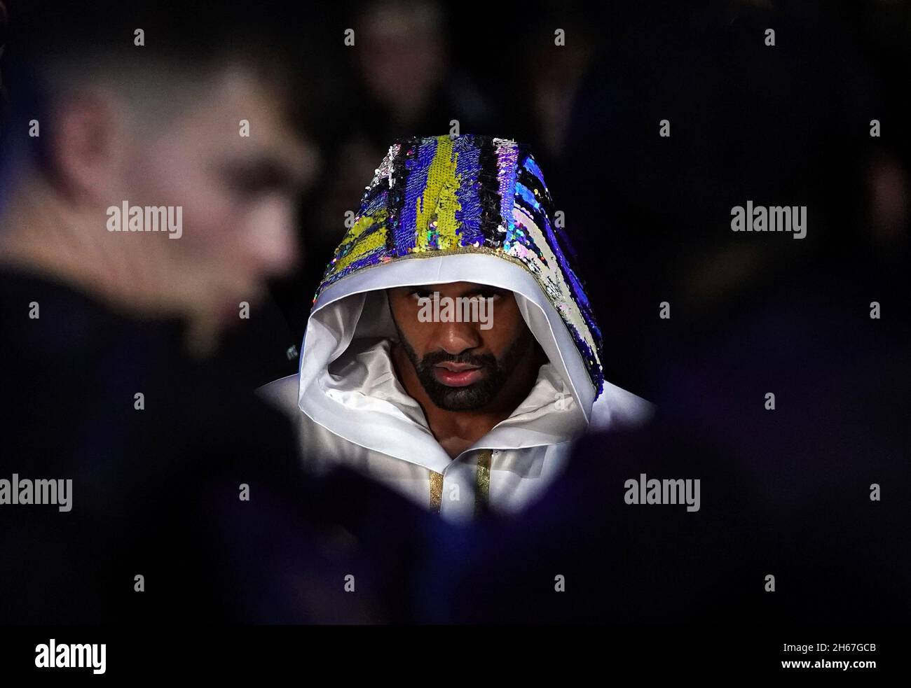 Kid Galahad walks to the ring before the International Boxing Federation World Feather Title bout at Sheffield Arena. Picture date: Saturday November 13, 2021. Stock Photo
