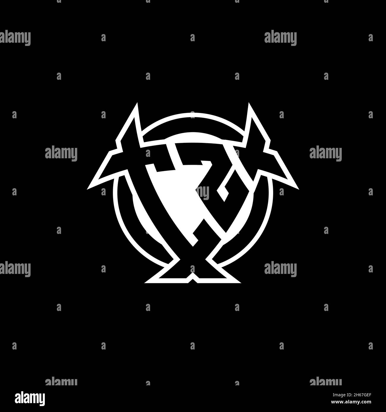 CZ Monogram logo letter with triangle shield and circle shape style design on isolated background. Triangle monogram logo, shield monogram logo, trian Stock Vector