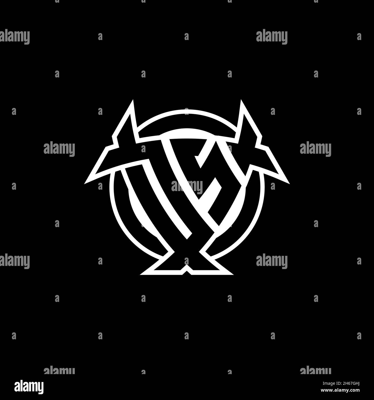 DS Monogram logo letter with triangle shield and circle shape style ...