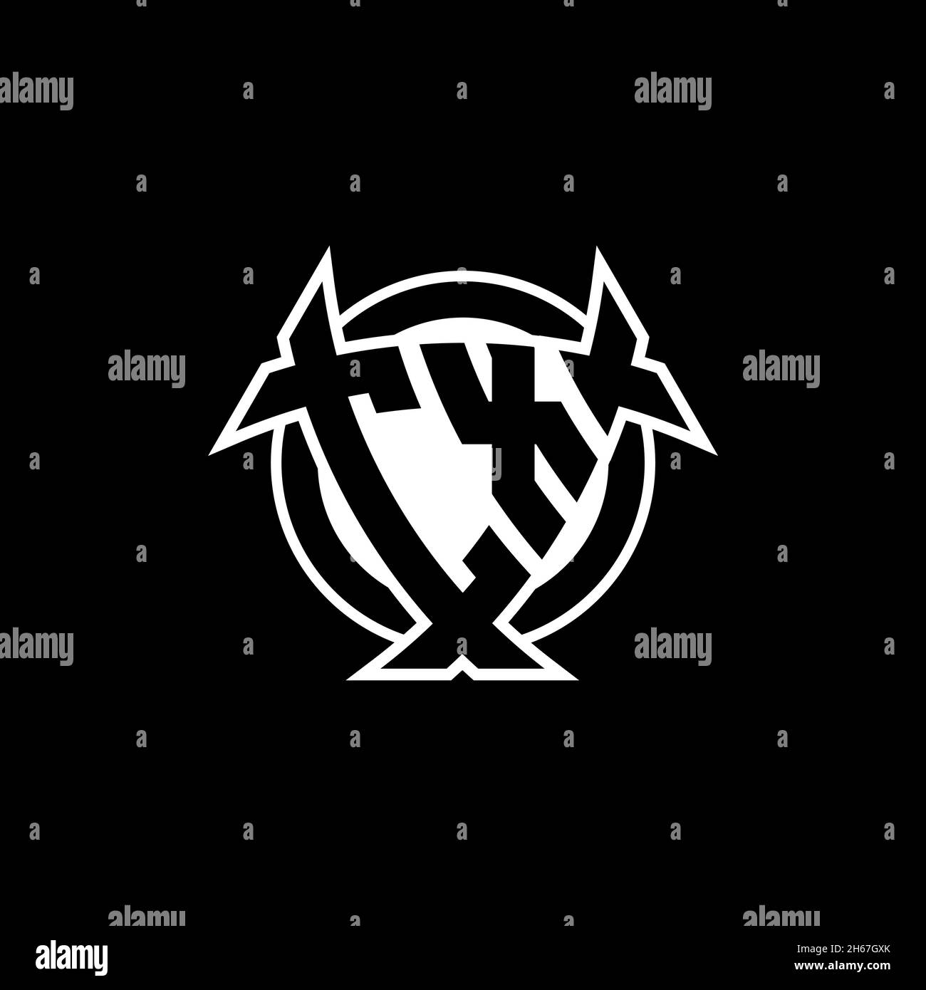 CX Monogram logo letter with triangle shield and circle shape style ...