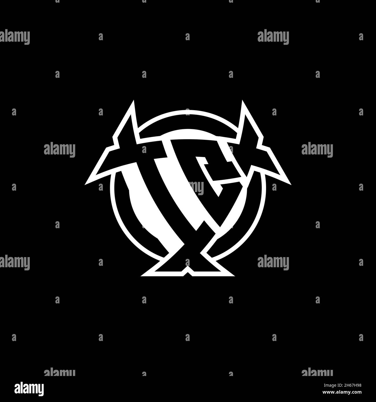 IQ Monogram logo letter with triangle shield and circle shape style ...