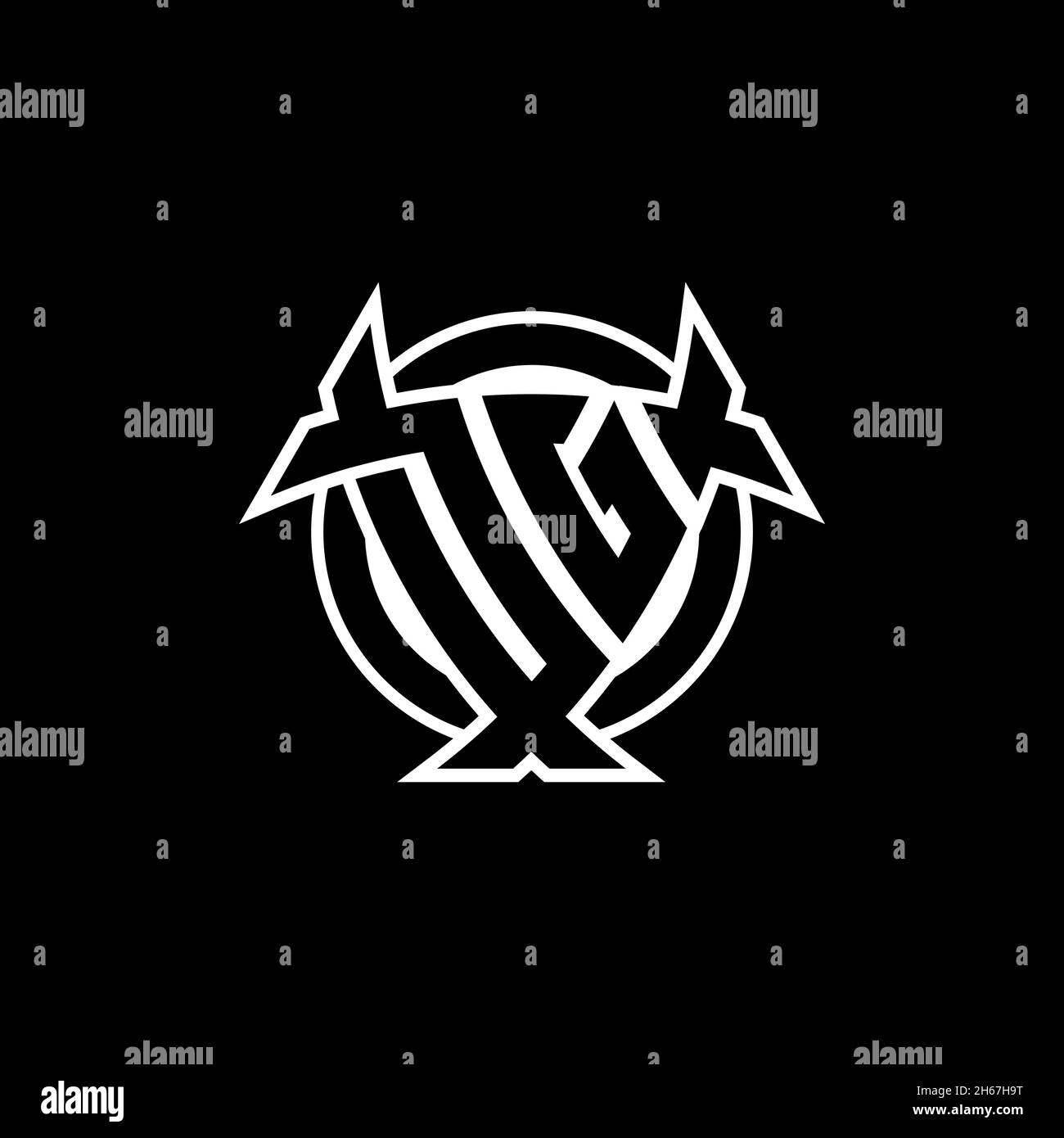 DG Monogram logo letter with triangle shield and circle shape style ...