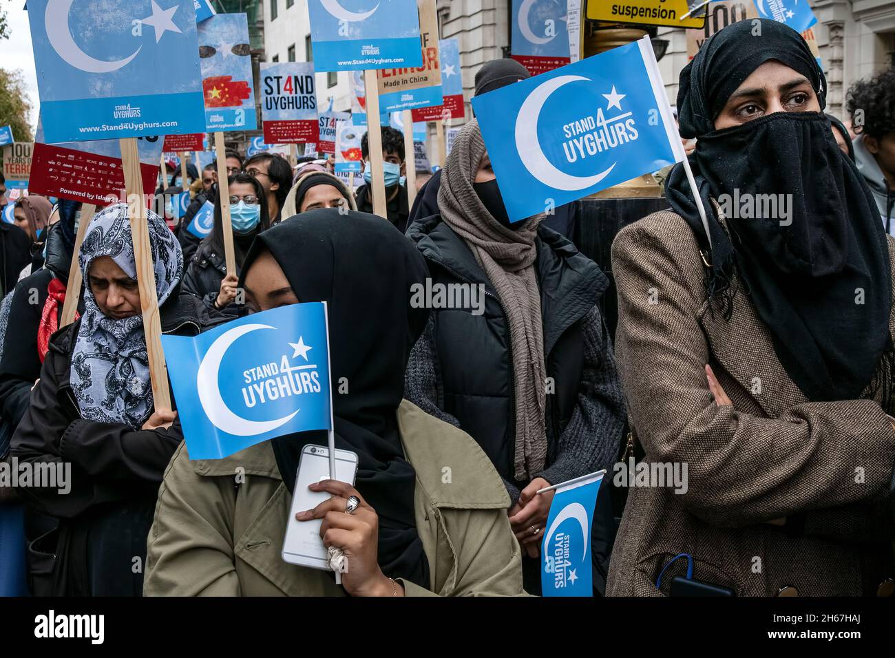 Muslims protest Uighur genocide in front of Chinese embassy - London- 13-11-202 Stock Photo