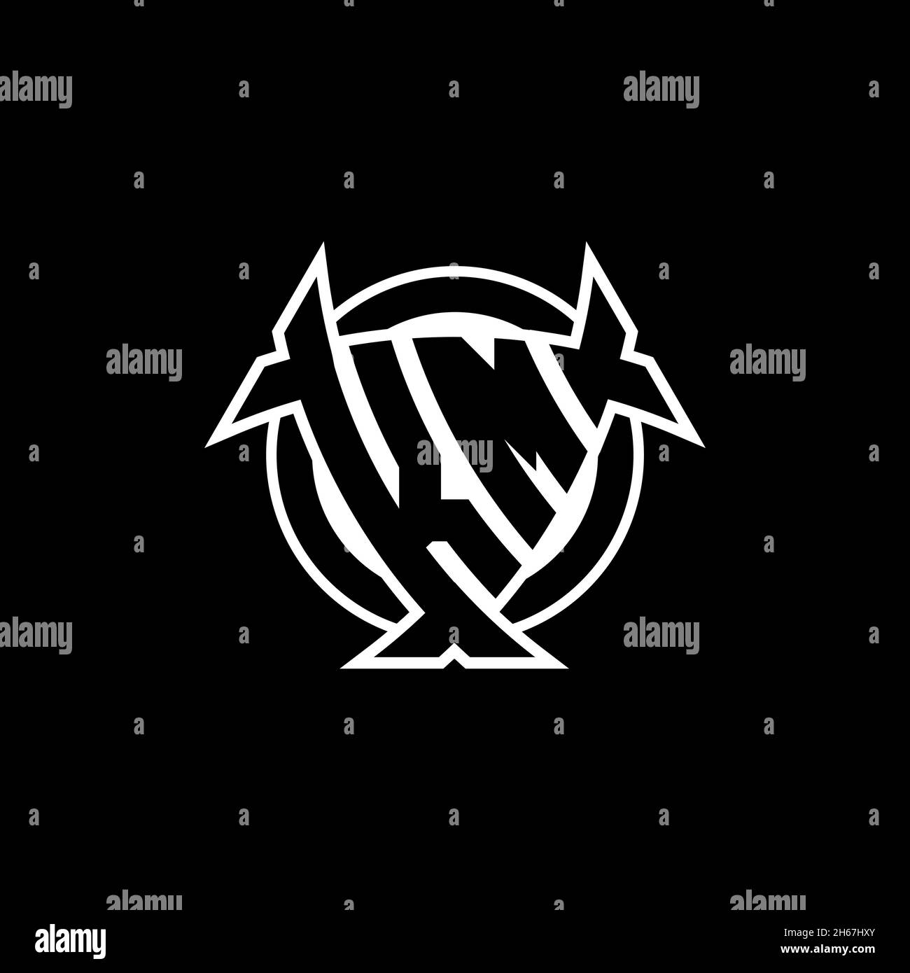 KM Monogram logo letter with triangle shield and circle shape style ...