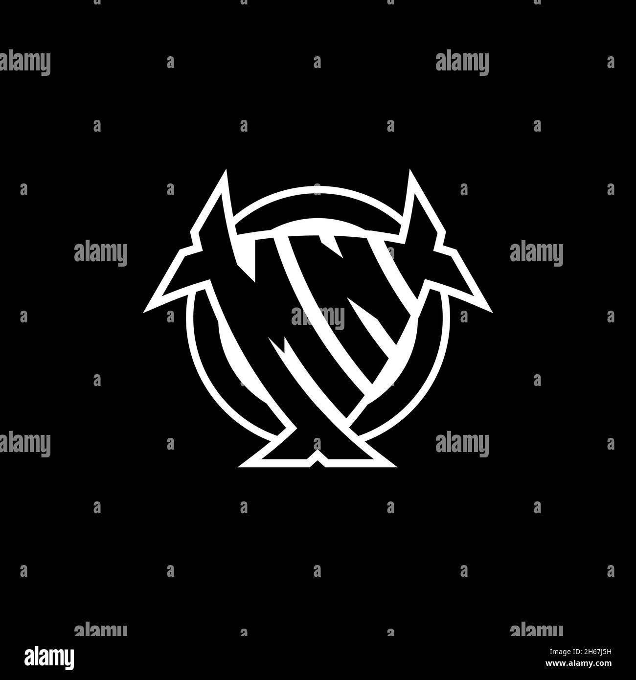 MN Monogram logo letter with triangle shield and circle shape style ...