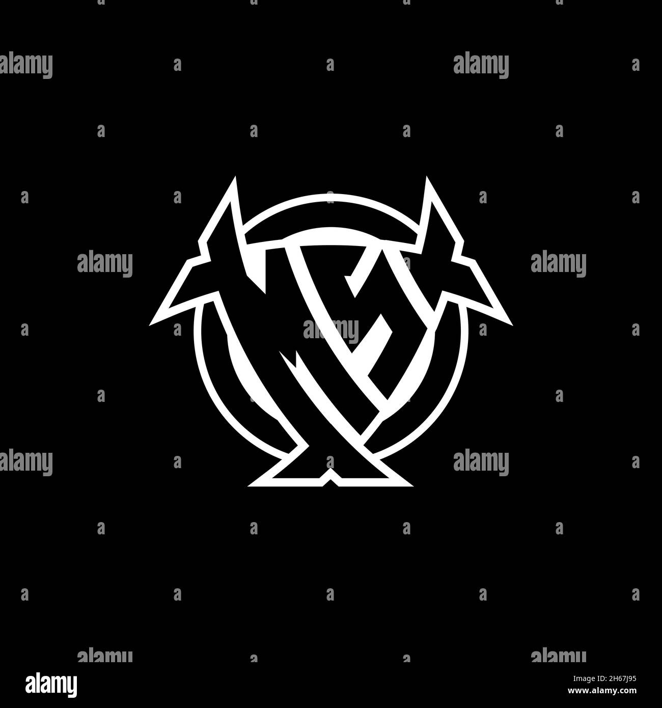 MS Monogram logo letter with triangle shield and circle shape style ...