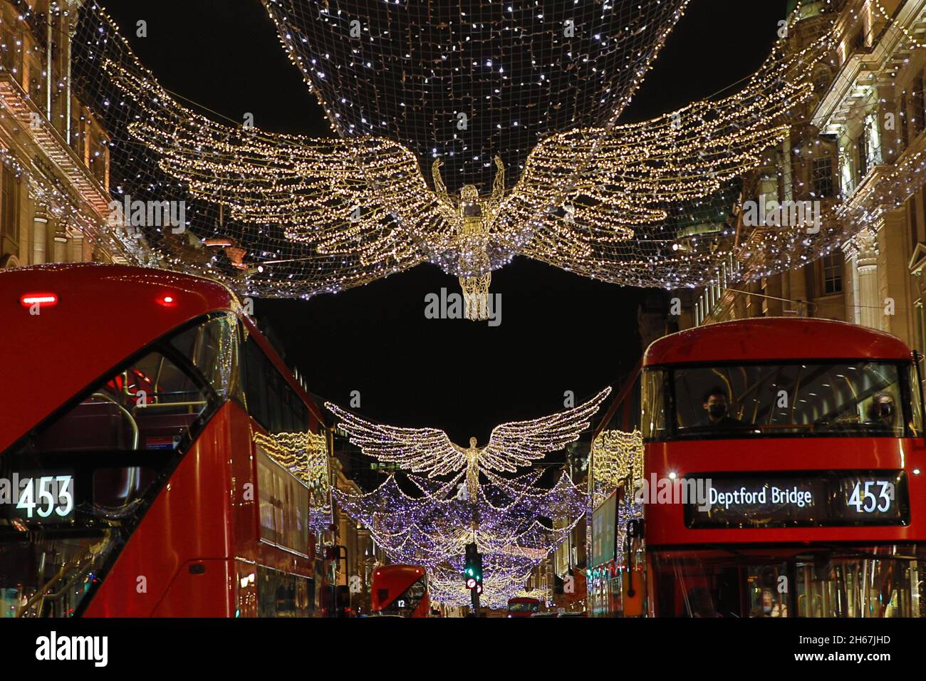 London, UK. 13th Nov, 2021. Angel shaped Christmas decorations in ...