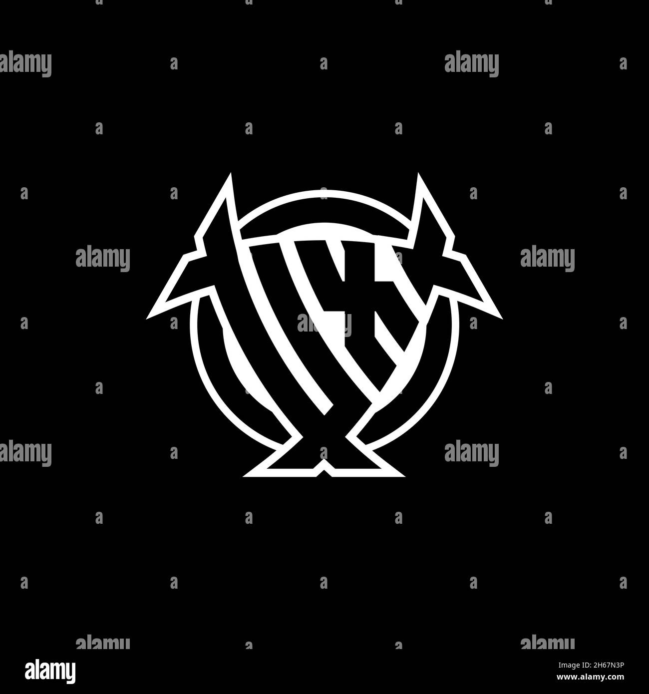 UX Monogram logo letter with triangle shield and circle shape style ...