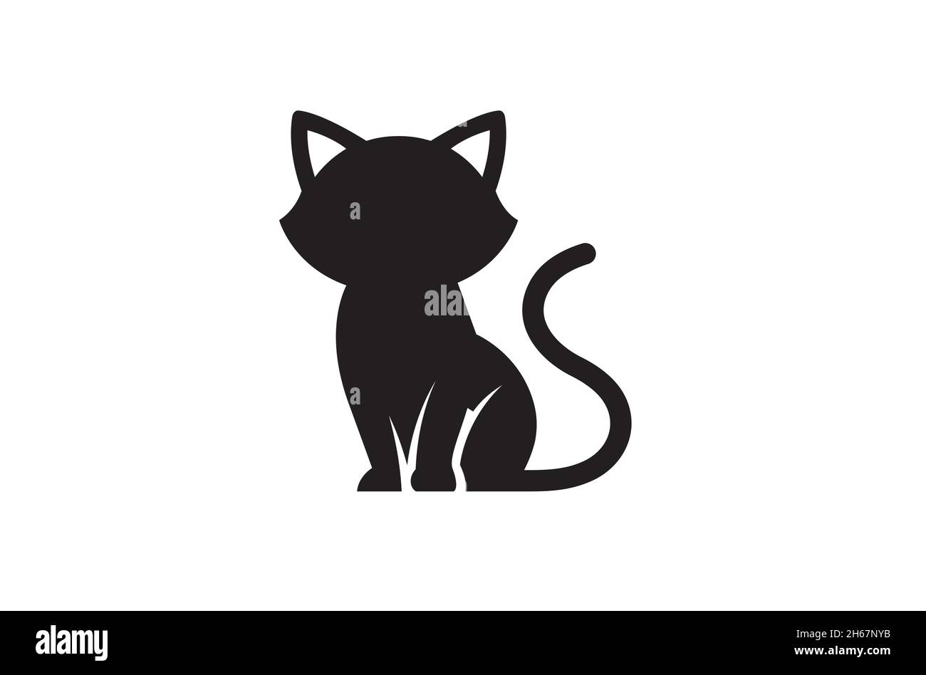 Illustrations Of Black Cat Action Logo On White Background